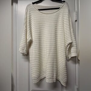 Cream Textured Knit Sweater | 2XL | Oversized Relaxed Fit